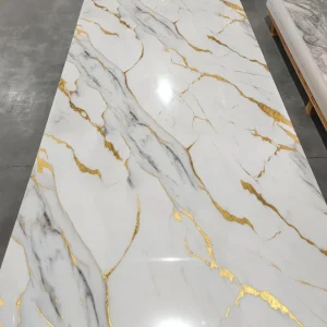 Panneau PVC marbre p4 blanc doré 244x122 – Image 2