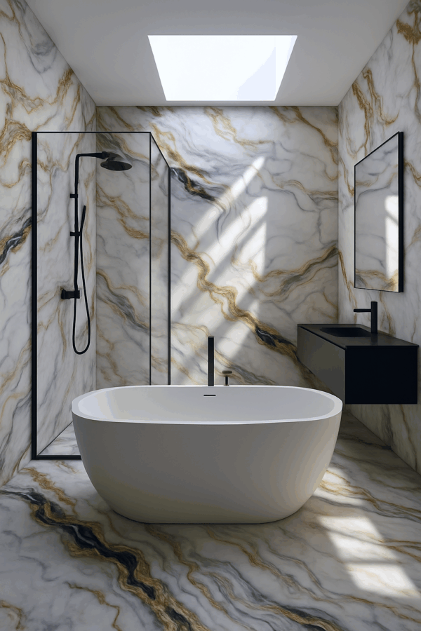 Plaque pvc marbre Salle de bain luxueuse