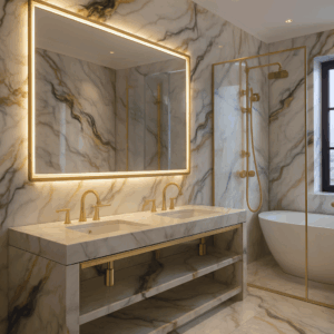 Plaque pvc marbre Salle de bain luxueuse