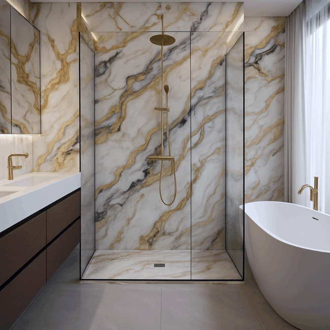 Plaque pvc marbre Salle de bain luxueuse