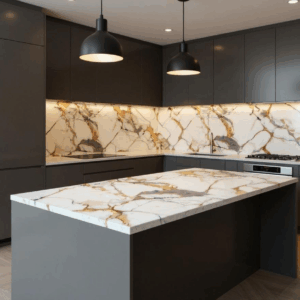 Panneau PVC marbre gris doré