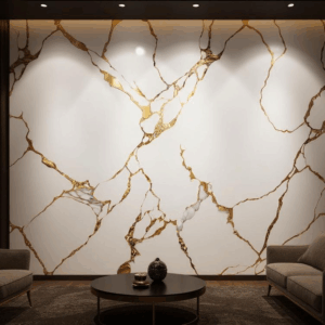plaque mural marbre doré salon luxueux