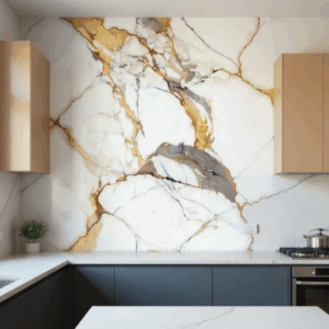 Panneau Mural PVC marbre  blanc et or 244x122 – Image 3