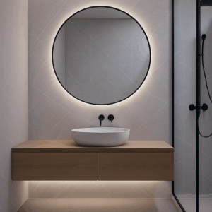 Salle de bain élégante avec panneau PVC marbre