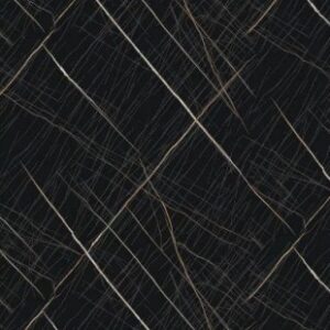Salon Art Déco avec mur PVC marbre noir