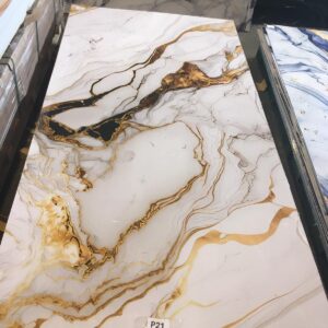 Panneau Mural PVC marbre Blanc doré 244x122x3cm