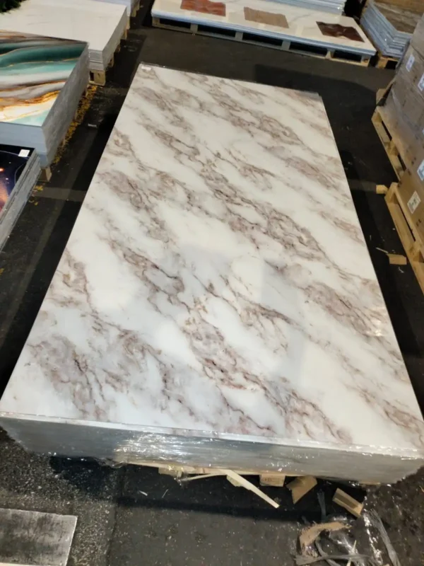 Panneau PVC marbre blanc et marron 244x122CM