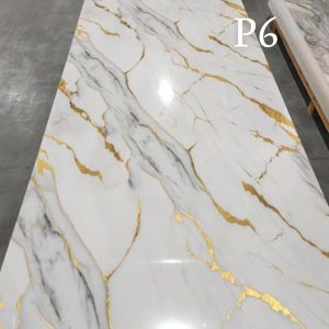 Panneau Décoratif PVC Marbre blanc  doré 244x122 cm